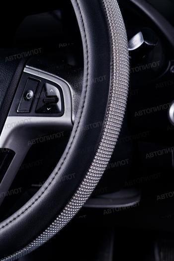 499 р. Оплётка на руль (37-39см BLW-025 кож/зам) Автопилот Renault Sandero (B8) дорестайлинг (2014-2018) (черный)  с доставкой в г. Кинешма. Увеличить фотографию 4