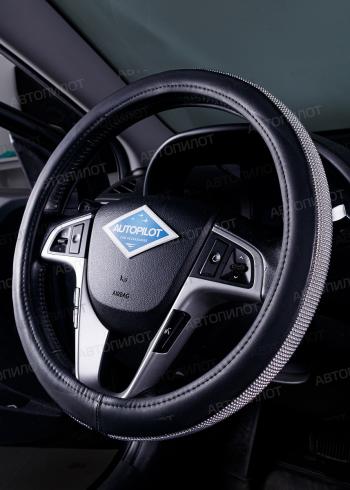 499 р. Оплётка на руль (37-39см BLW-025 кож/зам) Автопилот Renault Sandero (B8) дорестайлинг (2014-2018) (черный)  с доставкой в г. Кинешма. Увеличить фотографию 2