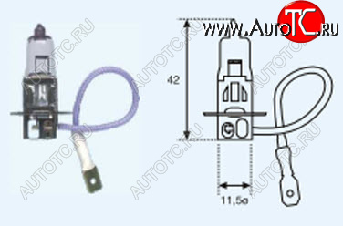 10 р. H3 (12V-55W  PK22S) ЛАМПА УПАКОВКА (1 шт) BLICK BODYPARTS lp0h300-980-o  с доставкой в г. Кинешма