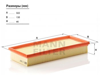 Фильтр воздушный MANN Mercedes-Benz S class ( 5 W221,  W222) (2005-2017) седан дорестайлинг, седан гибрид дорестайлинг
