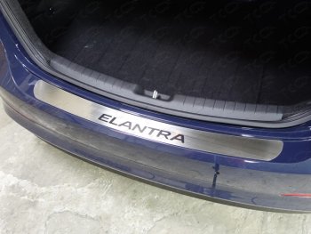 Накладка на задний бампер ТСС Тюнинг Hyundai Elantra  AD (2016-2019) дорестайлинг (Лист шлифованный, надпись Elantra)
