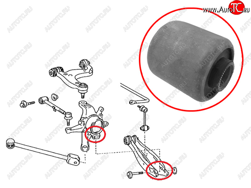 499 р. Сайлентблок Toyota Crown 99-08  Mark II (X110) 00-04  Lexus GS 97-04  IS 98-05  Toyota Altezza 9 SAT ST-42304-30070-U  с доставкой в г. Кинешма