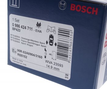 2 279 р. Колодки тормозные задние (4шт.) BOSCH Mitsubishi Pajero Sport PA дорестайлинг (1996-2004)  с доставкой в г. Кинешма. Увеличить фотографию 3