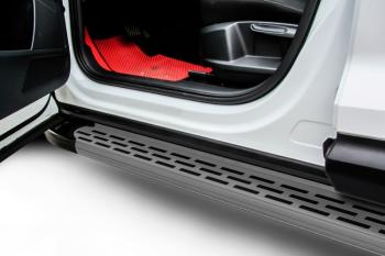 Пороги алюминиевые Premium SLITKOFF Volkswagen Touareg  3 CR (2018-2022) дорестайлинг (Grafit)