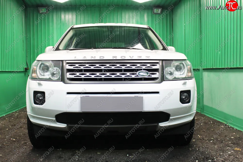 2 899 р. Защитная сетка в бампер (низ, ячейка 3х7 мм) Alfeco Стандарт Land Rover Freelander L359 1-ый рестайлинг (2010-2012) (Чёрная)  с доставкой в г. Кинешма