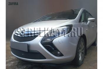 2 899 р. Защита радиатора (верх) Стрелка11 Стандарт Opel Zafira С дорестайлинг (2011-2016) (черная)  с доставкой в г. Кинешма. Увеличить фотографию 2