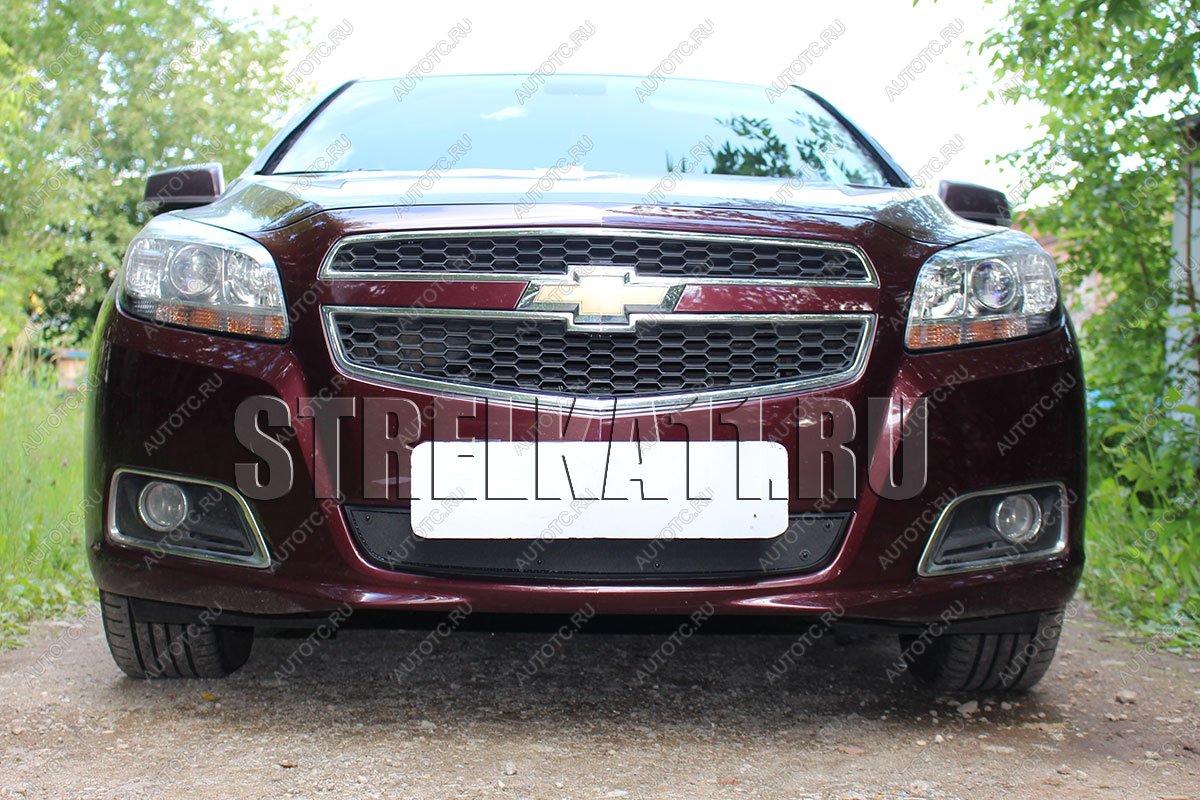 759 р. Зимняя заглушка решетки радиатора Стрелка11 Chevrolet Malibu 8 (2013-2015) (черная)  с доставкой в г. Кинешма