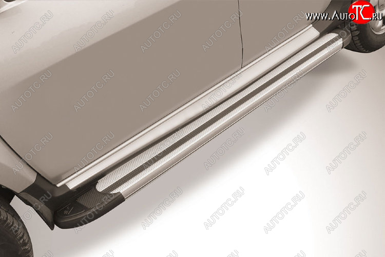 10 699 р. Пороги алюминиевые Slitkoff Renault Duster HS рестайлинг (2015-2021) (Luxe Silver)  с доставкой в г. Кинешма