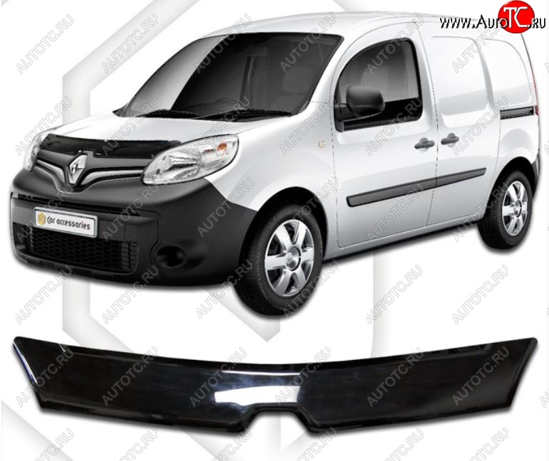 2 079 р. Дефлектор капота CA-Plastiс Renault Kangoo KW0 рестайлинг (2013-2016) (Classic черный, Без надписи)  с доставкой в г. Кинешма