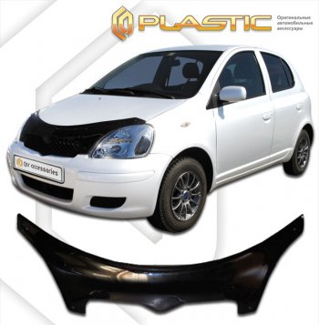 2 799 р. Дефлектор капота CA-Plastic exclusive Toyota Yaris XP10 хэтчбэк 5 дв. (1999-2005) (серия Classic чёрный, Без надписи)  с доставкой в г. Кинешма. Увеличить фотографию 2