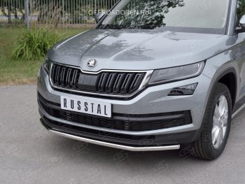 17 849 р. Защита переднего бампера (Ø63 мм, нержавейка) SLITKOFF Skoda Kodiaq NU7 дорестайлинг (2017-2021)  с доставкой в г. Кинешма. Увеличить фотографию 3