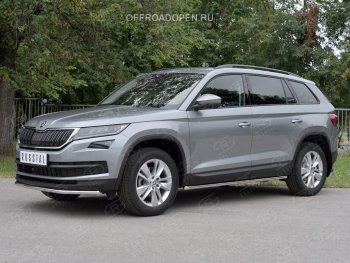 17 849 р. Защита переднего бампера (Ø63 мм, нержавейка) SLITKOFF Skoda Kodiaq NU7 дорестайлинг (2017-2021)  с доставкой в г. Кинешма. Увеличить фотографию 4