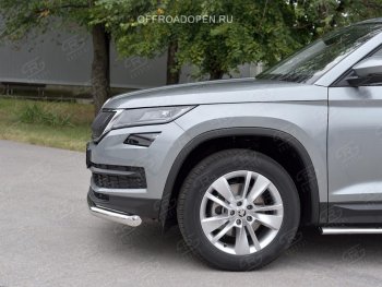 16 499 р. Защита переднего бампера (Ø63 мм, нержавейка) SLITKOFF Skoda Kodiaq NU7 дорестайлинг (2017-2021)  с доставкой в г. Кинешма. Увеличить фотографию 4