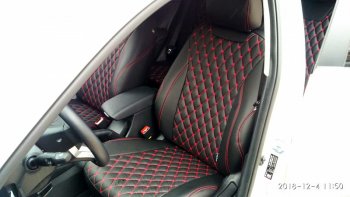 17 449 р. Чехлы для сидений Lord Autofashion Байрон (экокожа) Skoda Kodiaq NU7 дорестайлинг (2017-2021) (Чёрный, вставка чёрная, строчка красная)  с доставкой в г. Кинешма. Увеличить фотографию 2