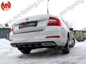 2 399 р. Накладка бампера (диффузор) MV-Tuning Skoda Octavia A7 дорестайлинг лифтбэк (2012-2017) (Глянец, Неокрашенная)  с доставкой в г. Кинешма. Увеличить фотографию 2