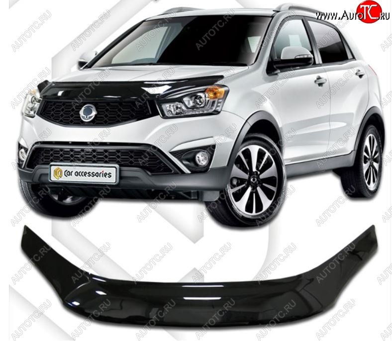 2 559 р. Дефлектор капота CA-Plastiс exclusive SSANGYONG Actyon рестайлинг (2013-2021) (Classic черный, Без надписи)  с доставкой в г. Кинешма