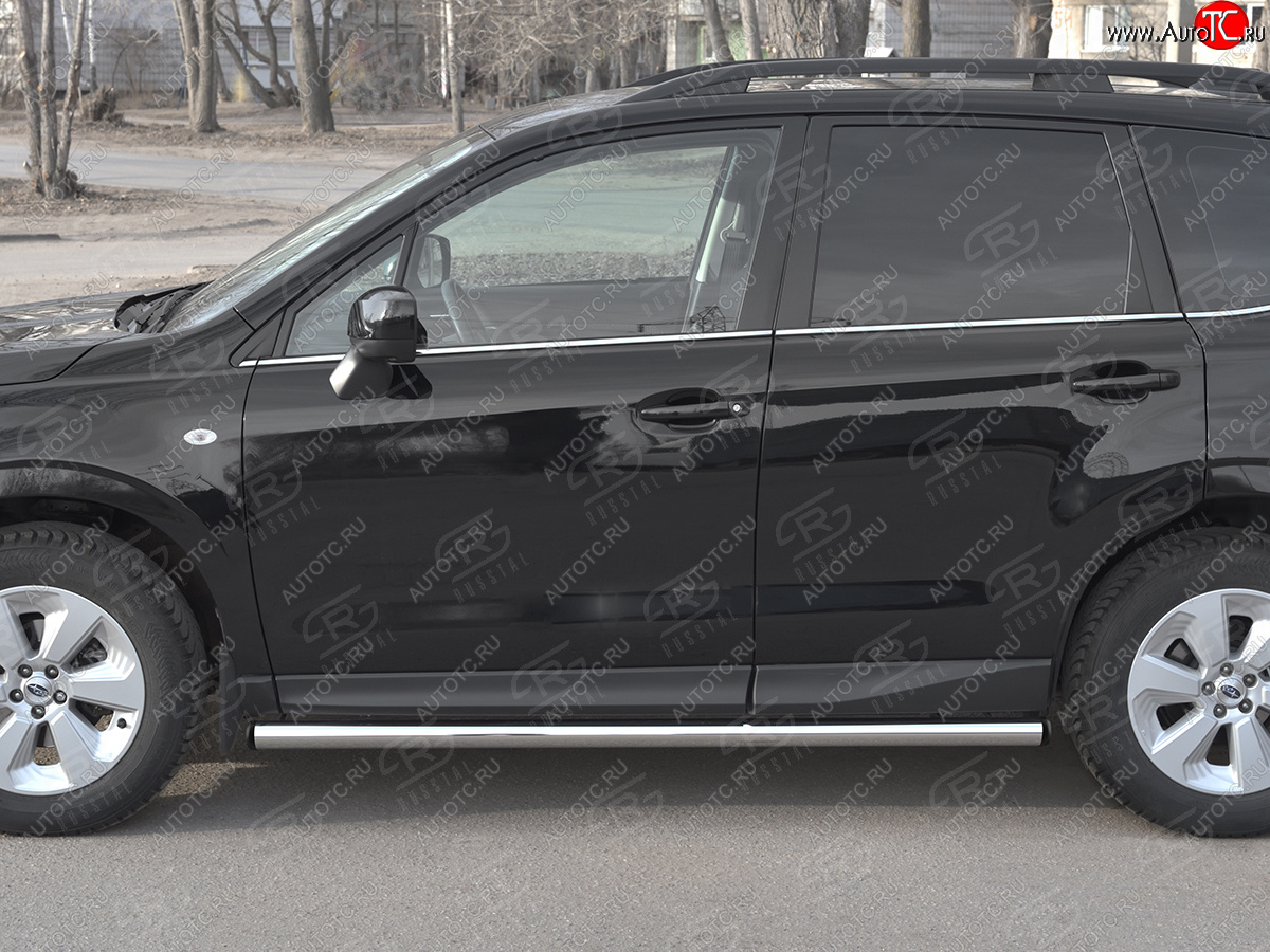 18 799 р. Защита порогов на SLITKOFF труба d63 Subaru Forester SJ рестайлинг (2016-2019) (защита порогов с заглушками на торцах)  с доставкой в г. Кинешма