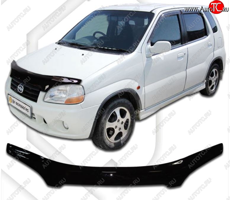 2 159 р. Дефлектор капота CA-Plastic Suzuki Swift HT51S дорестайлинг, хэтчбэк 5 дв. (2000-2003) (Classic черный, Без надписи)  с доставкой в г. Кинешма