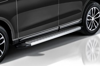 17 399 р. Пороги алюминиевые Slitkoff  Toyota Highlander  XU50 (2013-2017) дорестайлинг (Prestige Silver)  с доставкой в г. Кинешма. Увеличить фотографию 2