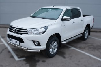41 999 р. Порожки для ног (труба Ø63) SLITKOFF  Toyota Hilux  AN120 (2016-2020) дорестайлинг (лист - нержавейка, профиль - нержавейка)  с доставкой в г. Кинешма. Увеличить фотографию 4