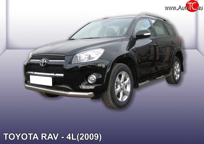 11 999 р. Одинарная защита переднего бампера диаметром 76 мм Slitkoff Toyota RAV4 XA30 5 дв. удлиненный 1-ый рестайлинг (2009-2010) (Цвет: нержавеющая полированная сталь)  с доставкой в г. Кинешма