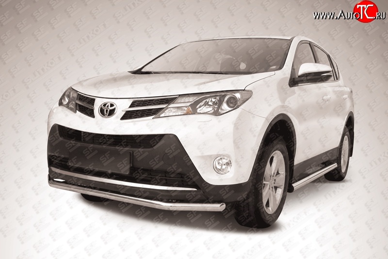 10 749 р. Одинарная защита переднего бампера из трубы диаметром 57 мм Slitkoff Toyota RAV4 XA40 5 дв. дорестайлинг (2012-2015) (Цвет: нержавеющая полированная сталь)  с доставкой в г. Кинешма