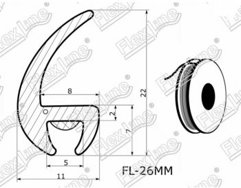 236 р. Универсальный уплотнитель FlexLine (26 mm, 1 погонный метр) Dong Feng KX DFH4186 седельный тягач (2023-2025)  с доставкой в г. Кинешма. Увеличить фотографию 2