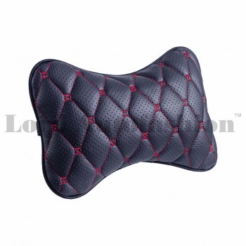 899 р. Подушка-косточка Lord Autofashion Байрон (экокожа, 2 шт.) SSANGYONG Rexton Y290 (2012-2017) (Черный, строчка красная)  с доставкой в г. Кинешма. Увеличить фотографию 2