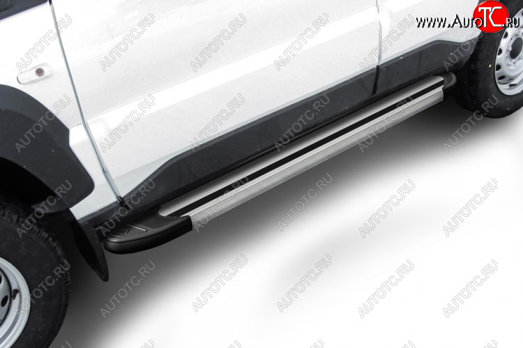 10 399 р. Пороги алюминиевые Slitkoff  Лада Нива Трэвел (2021-2025) (212300-80) (Luxe Silver)  с доставкой в г. Кинешма