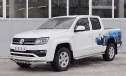 23 499 р. Защита переднего бампера (2 трубы Ø63 мм с клыками, нержавейка) SLITKOFF Volkswagen Amarok рестайлинг (2016-2022)  с доставкой в г. Кинешма. Увеличить фотографию 2