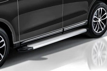 13 349 р. Пороги алюминиевые Slitkoff  Zotye T600 (2014-2021) (Optima Silver)  с доставкой в г. Кинешма. Увеличить фотографию 4